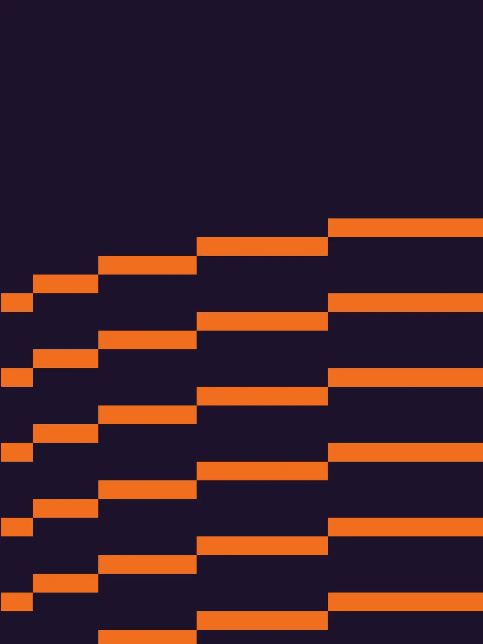 MediaViz visual system using staggered horizontal pixel bars