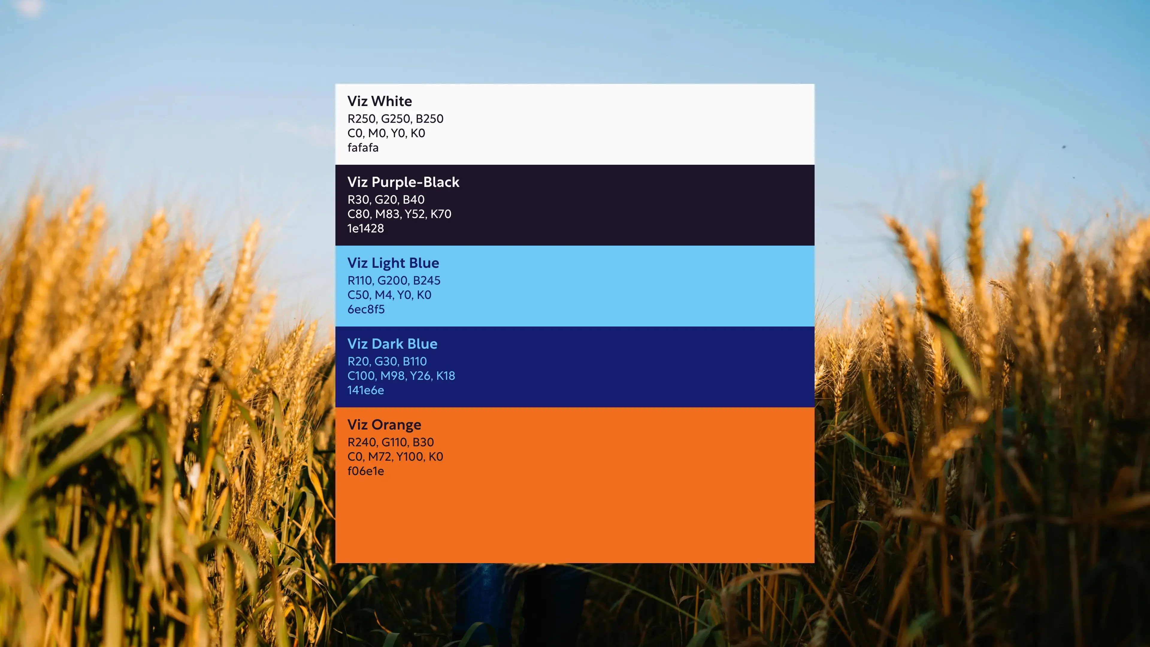 MediaViz colour palette and brand colour specifications