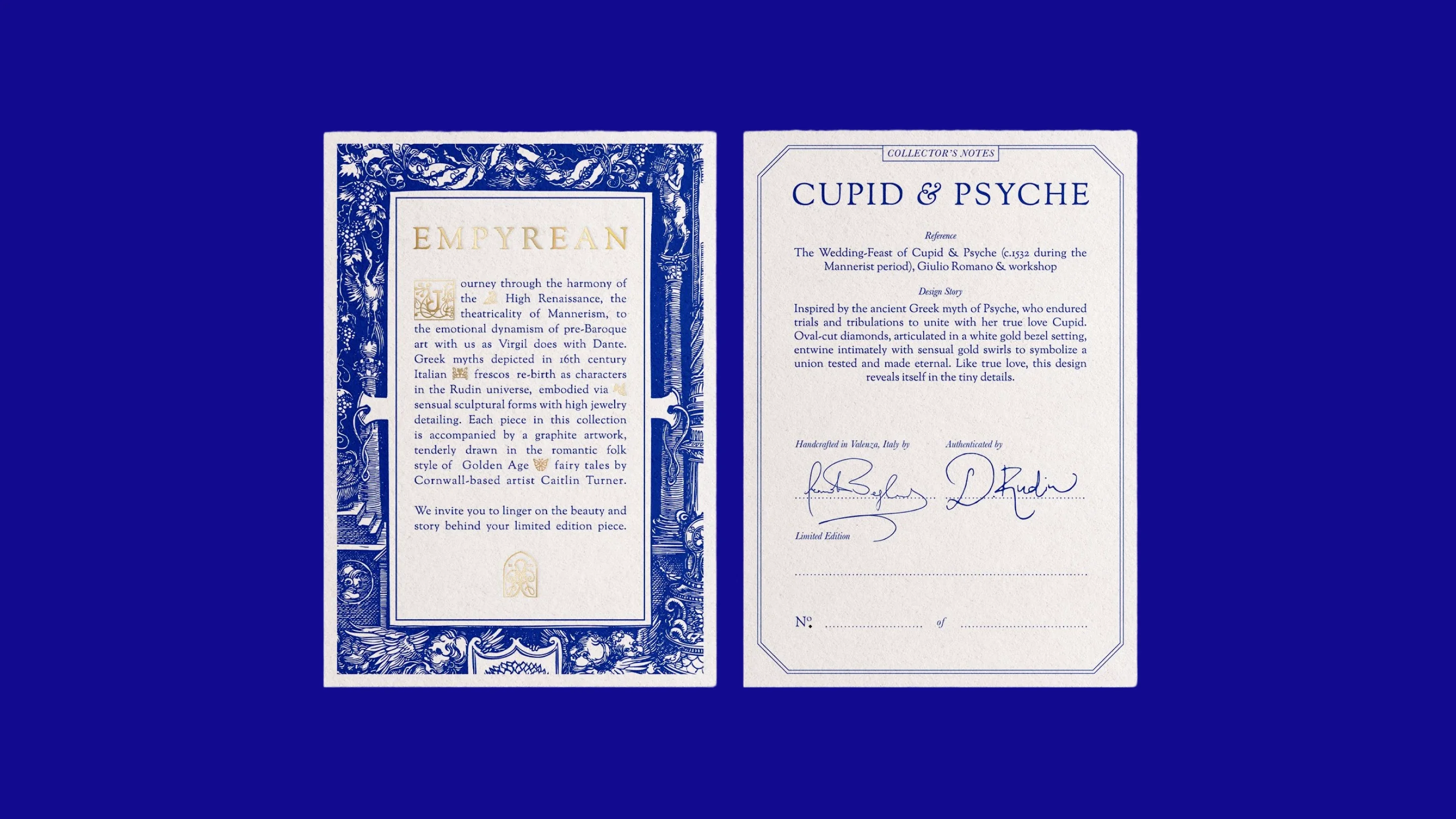 Rudin certificate designs for jewellery collections