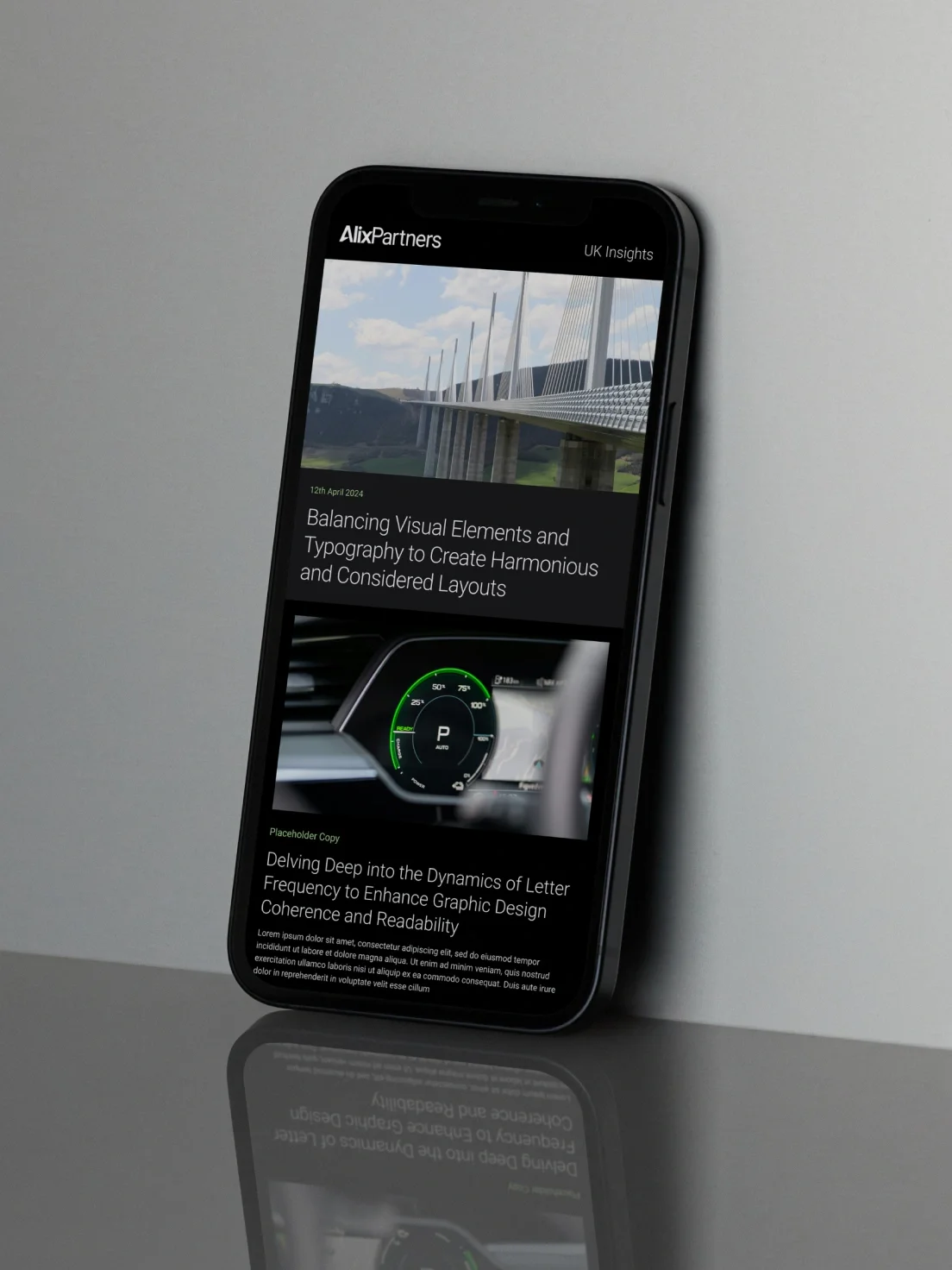 AlixPartners editorial content shown on mobile