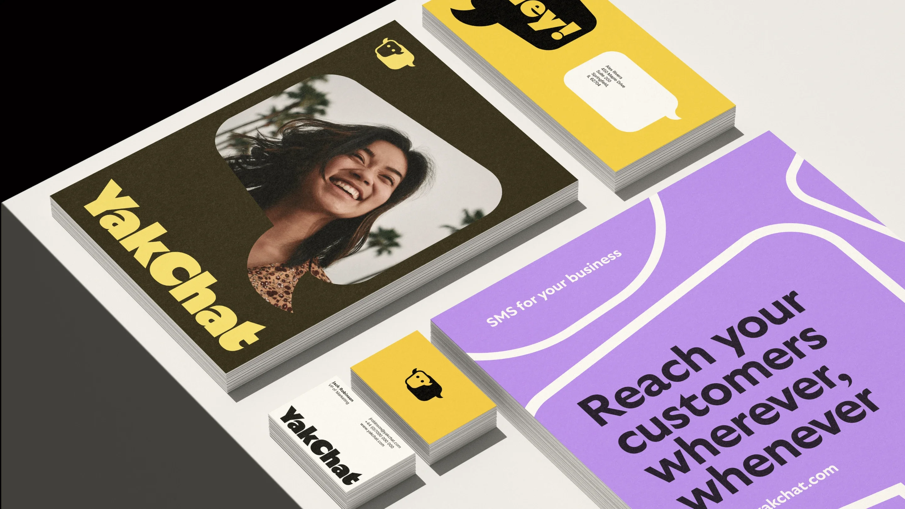 YakChat printed brand collateral and stationery