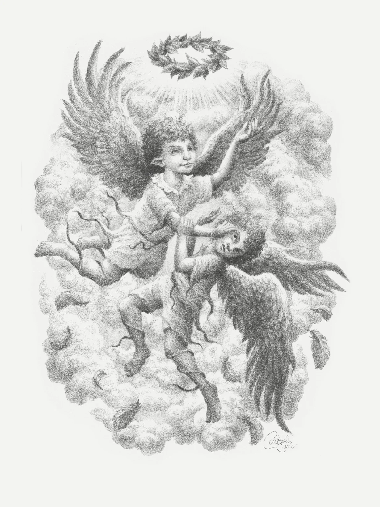 Rudin hand-drawn cherub illustration