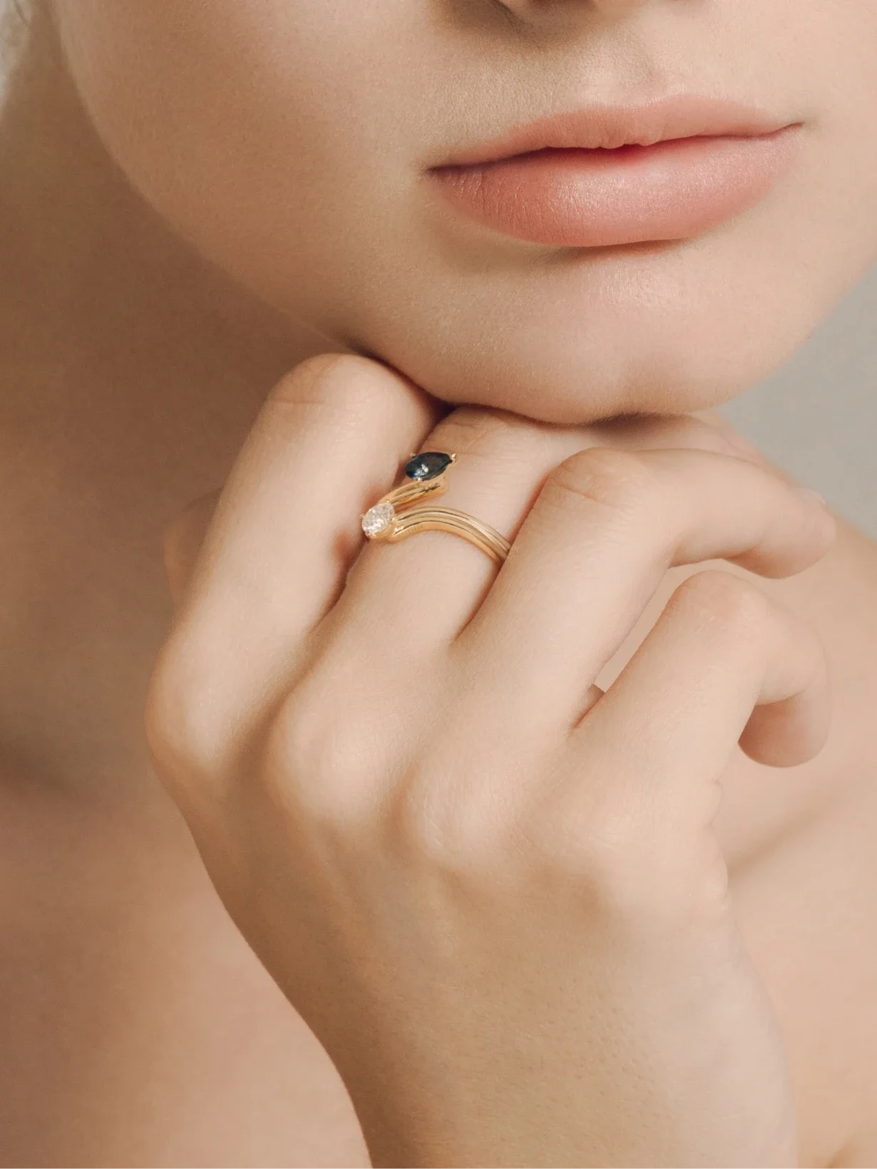 Rudin jewellery photography showing rings worn on hand