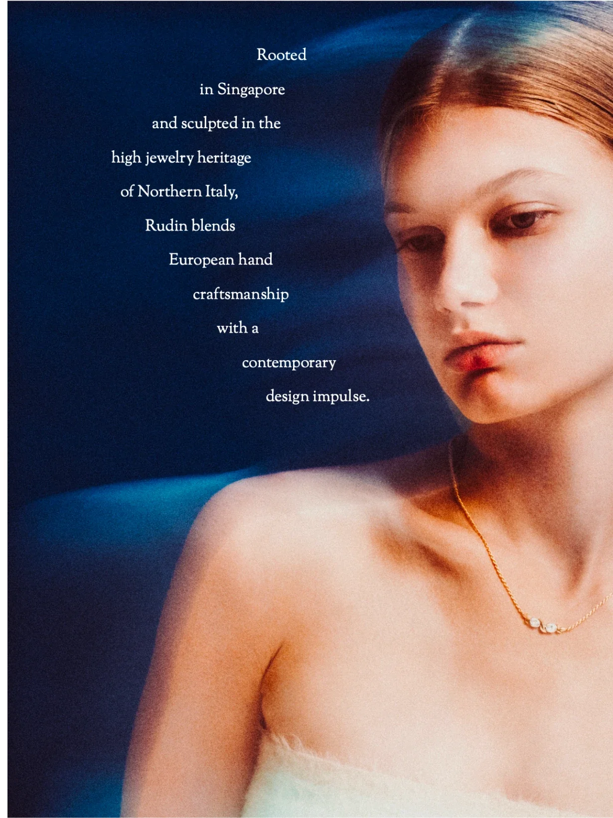 Rudin editorial campaign image combining jewellery photography and typography