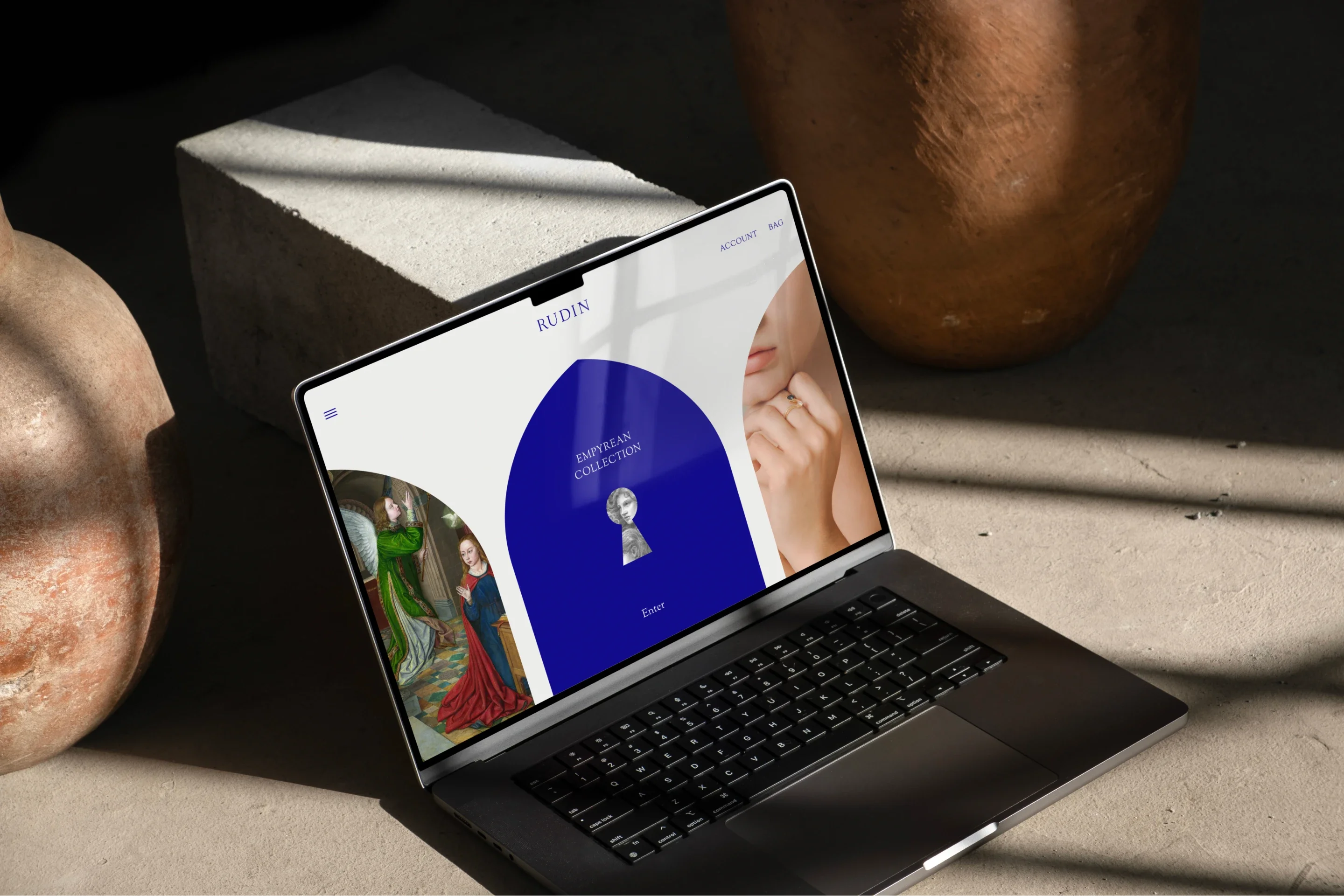 Rudin jewellery website shown on laptop