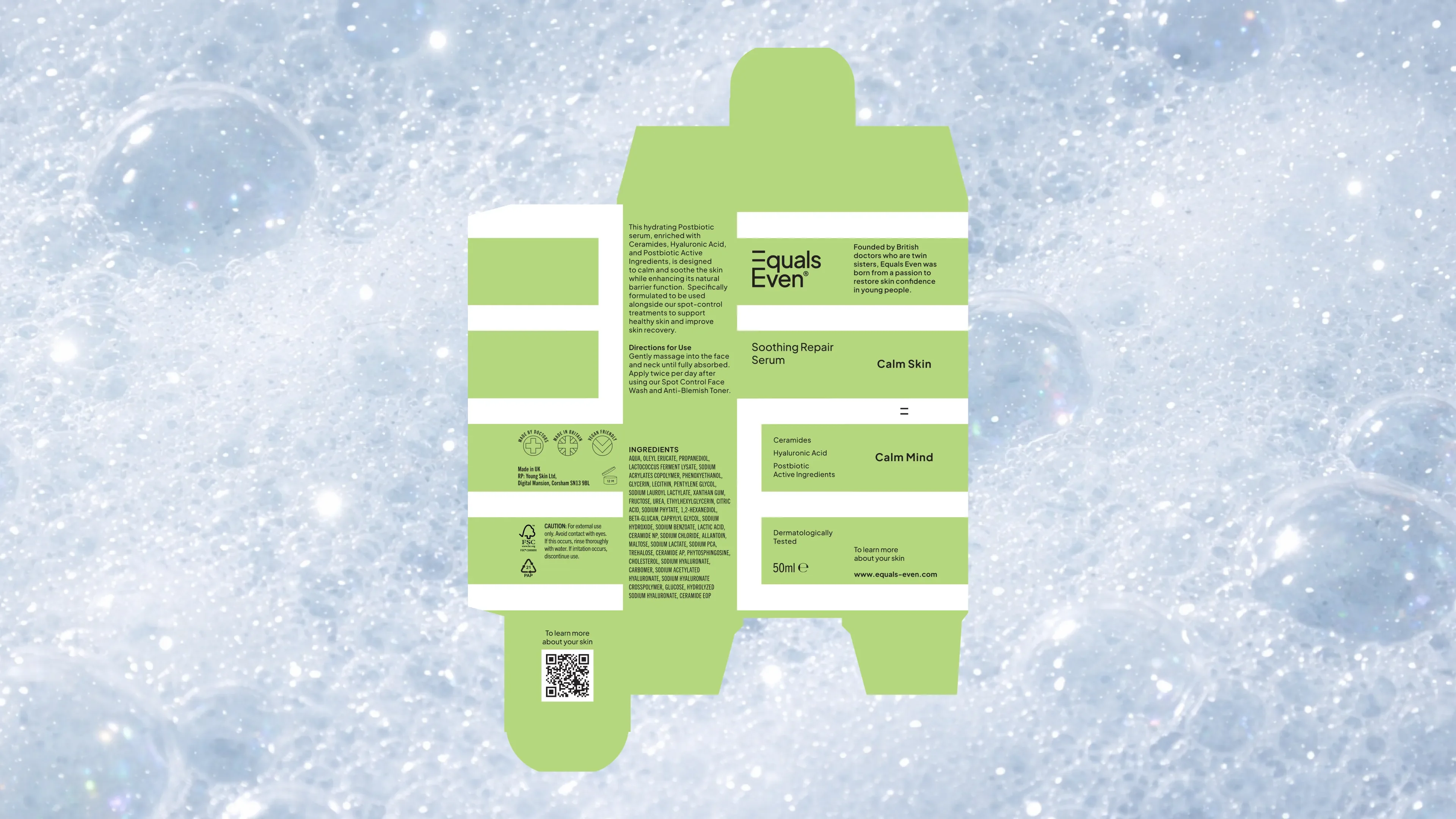Equals Even serum carton artwork and packaging detail