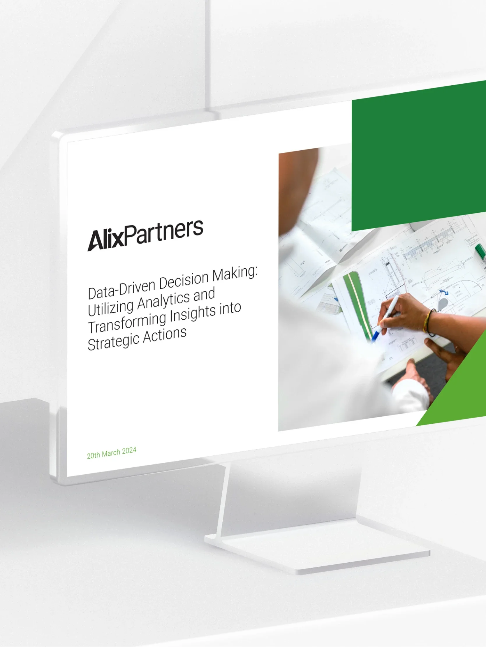 AlixPartners presentation design shown on tablet