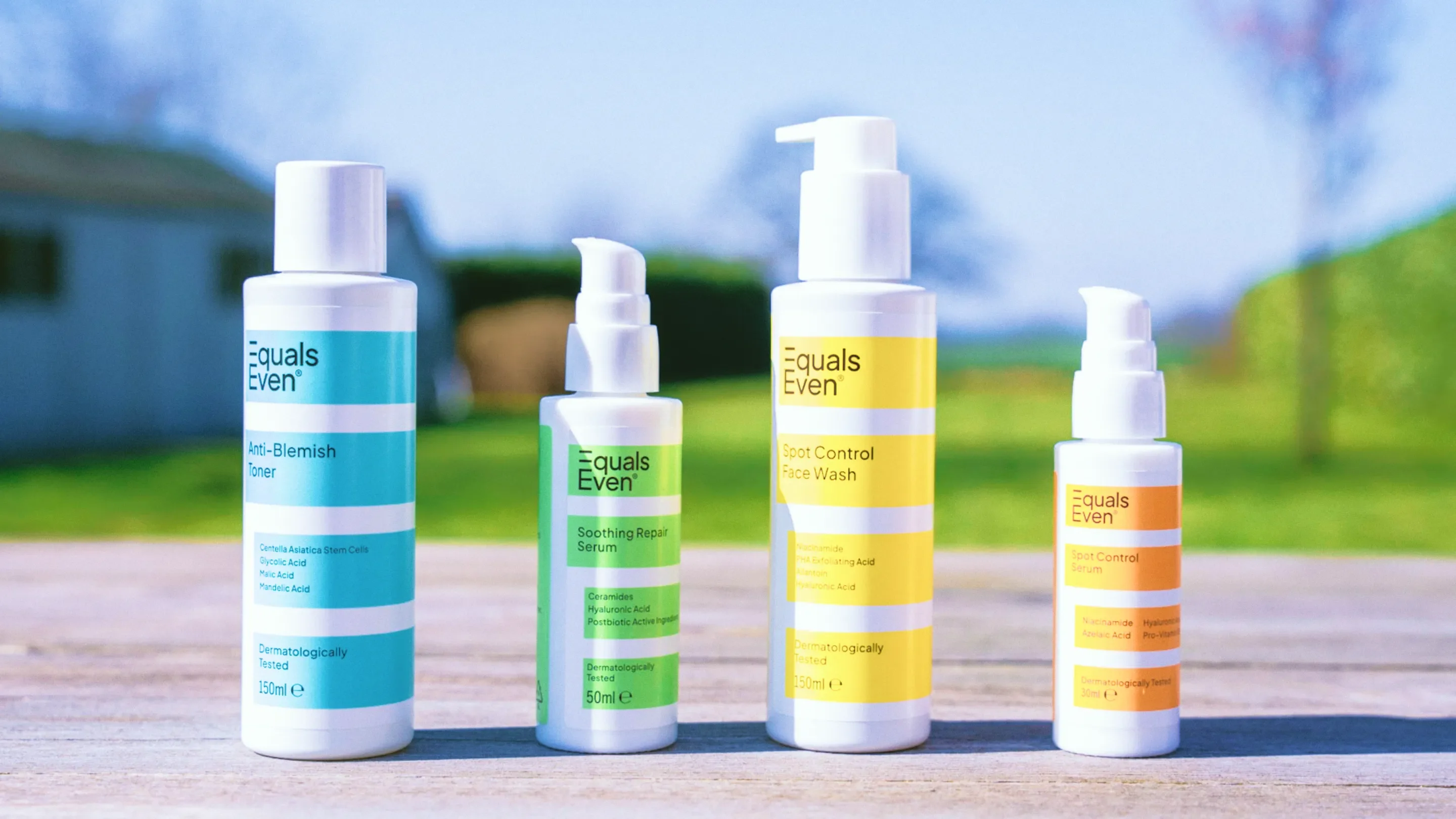 Equals Even skincare range in pump bottles